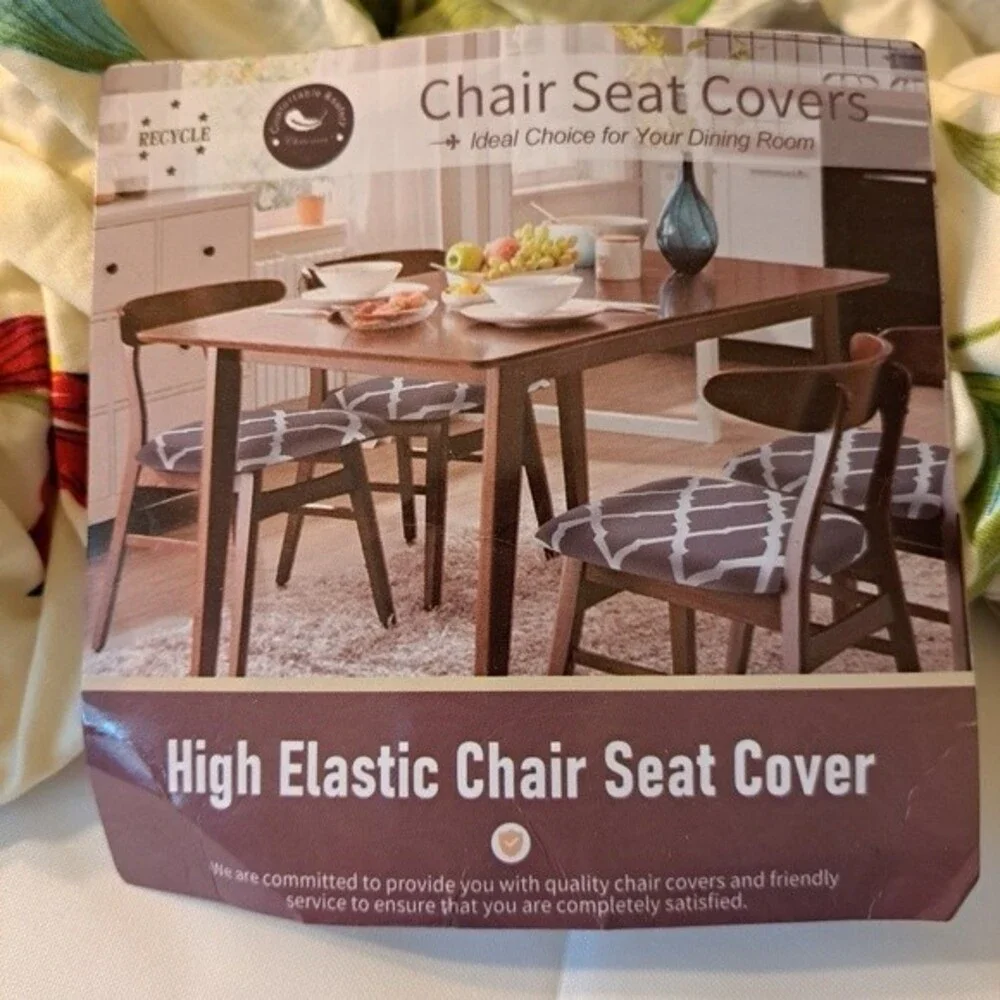 Set of 4 Chair Elastic Fitted Seat Covers for a kitchen table - NEW Floral
